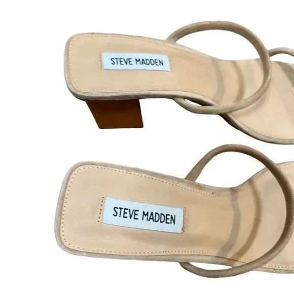 Steve Madden Isobell Honey Heeled Sandal Size 12 Tan Suede Minimal Neutral - Picture 3 of 11